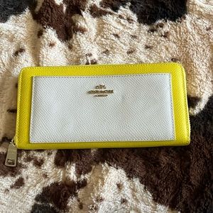 Coach yellow and white wallet